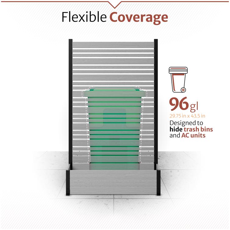 6ft H Florence Freestanding Patio Screen w/ Planter Box (Ash